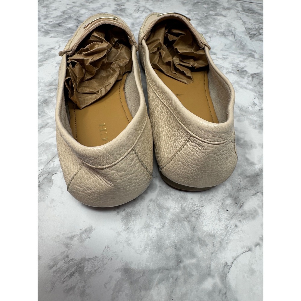 Coach  💛Pebbled Leather Driving Loafers Cream Beige Logo Hardware Flats 11 - Picture 5 of 11